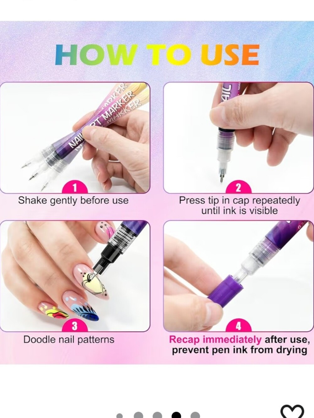 12-Pack Colorful Nail Art Marker Pens - Multicolor Set - Picture 6 of 8